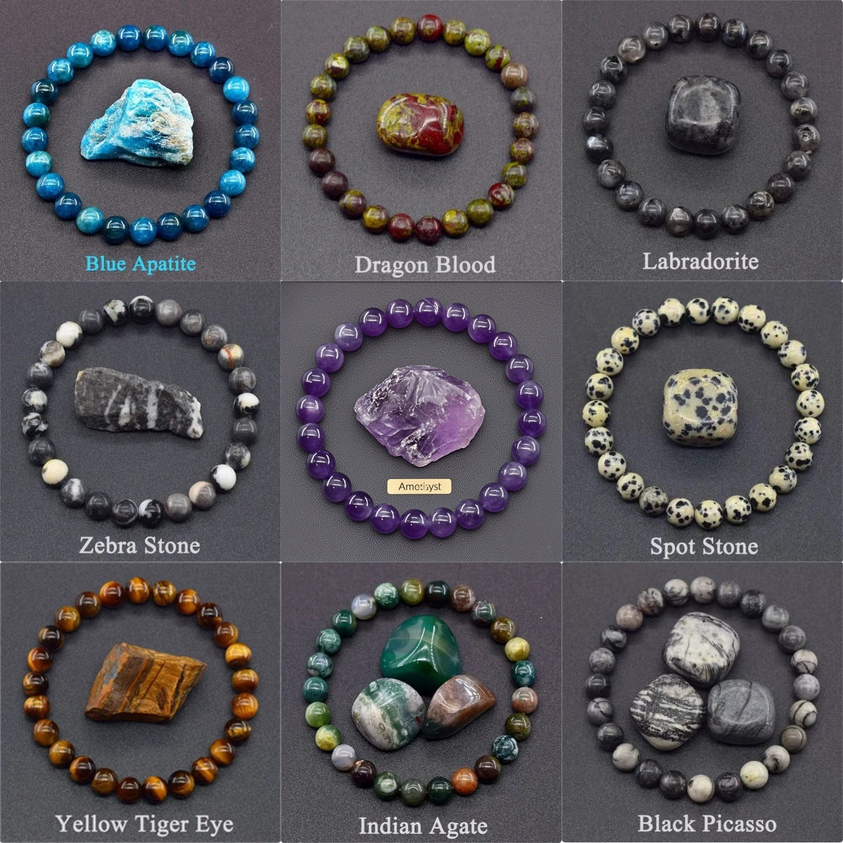 Healing Crystal Bracelet for Anxiety - Natural Stone Energy Jewelry for Balance