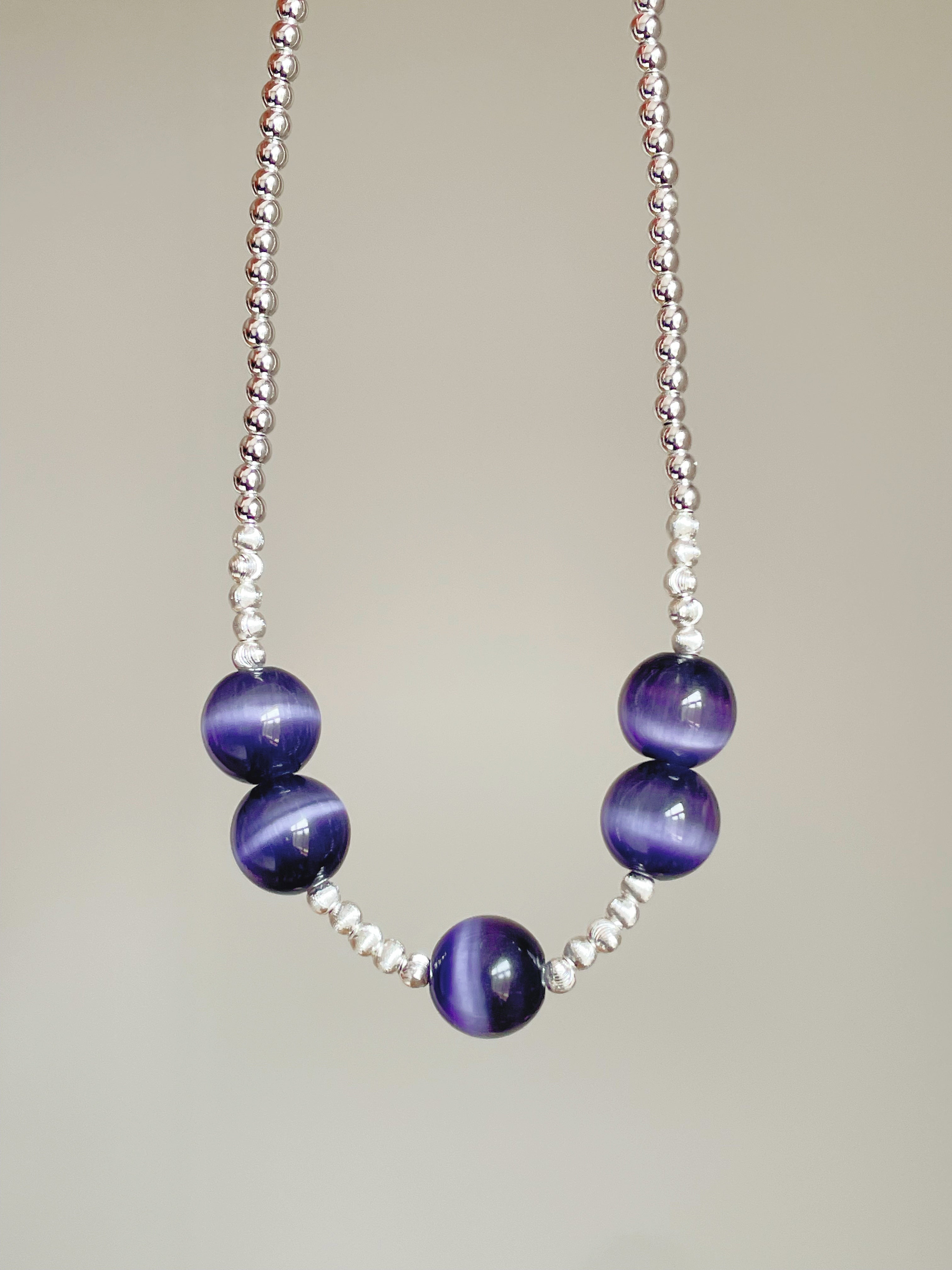 Chinese-Style Spiral Purple Cat's Eye Pendant