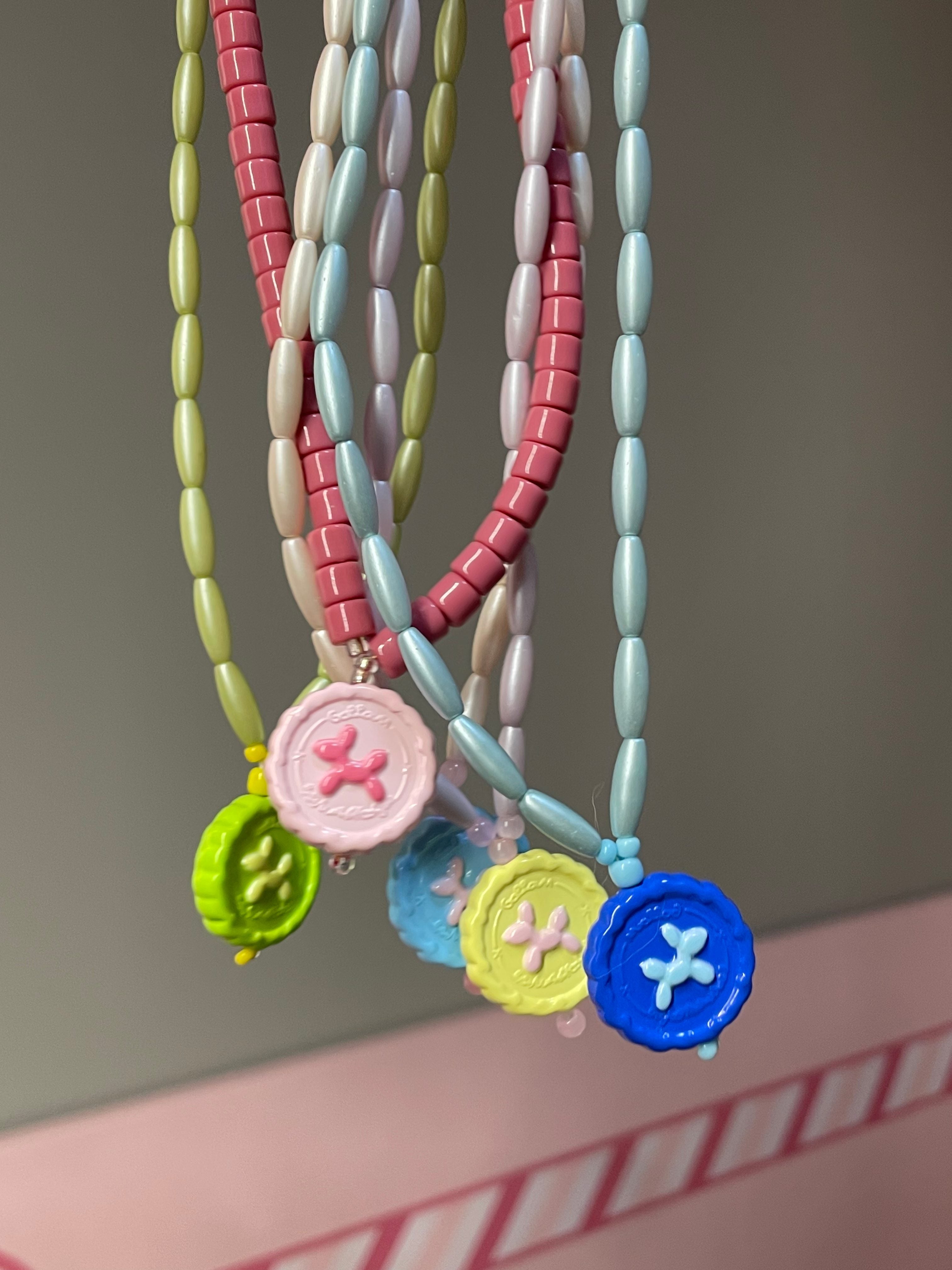 Blue Pink Cookies for Pet Necklace