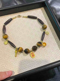 Chinese Ebony Five-Eyed Tiger Stone Amulet For Attracting Wealth for Pet Necklace