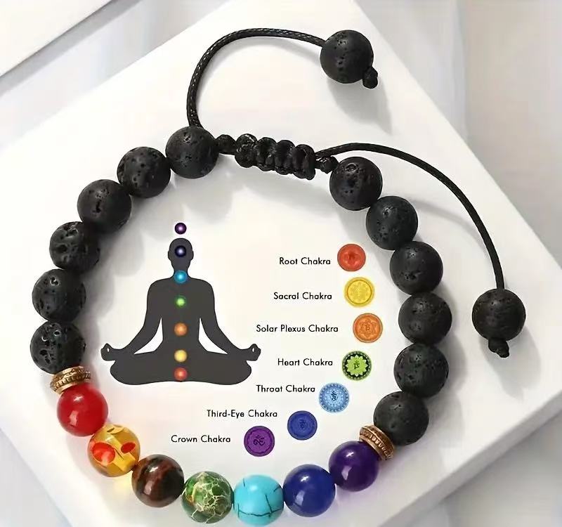 Natural Lava Stone Essential Oil Diffuser Bracelet Handmade Braided Adjustable Aromatherapy Jewelry