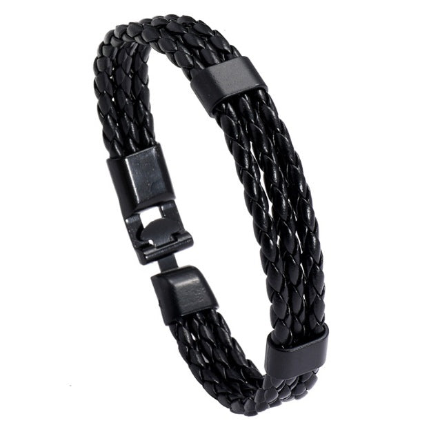 Vintage Style Team Spirit Leather Wristwear Durable Hand-Woven Flag Colors Strap