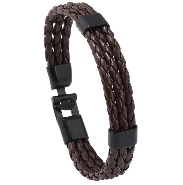 Vintage Style Team Spirit Leather Wristwear Durable Hand-Woven Flag Colors Strap