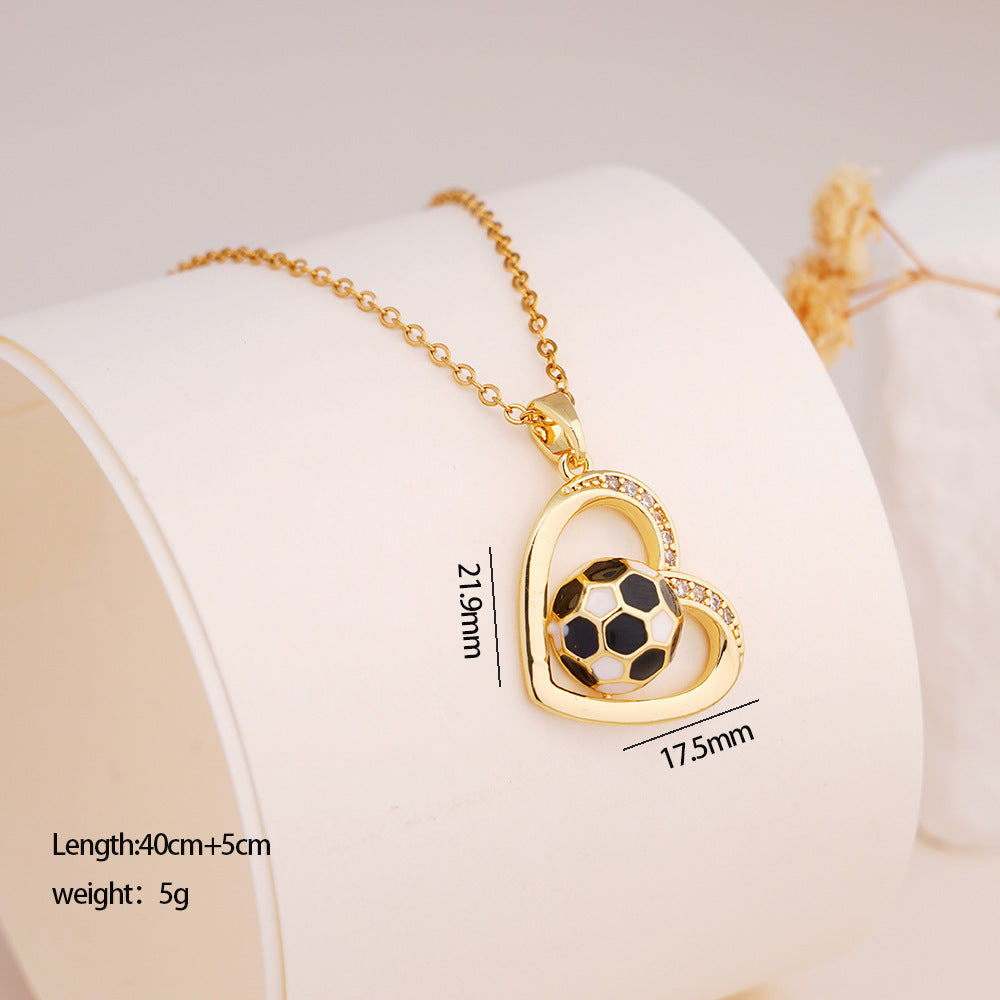 Premium Stainless Steel Soccer Pendant Necklace - Waterproof & Tarnish-Free Jewelry for Fans