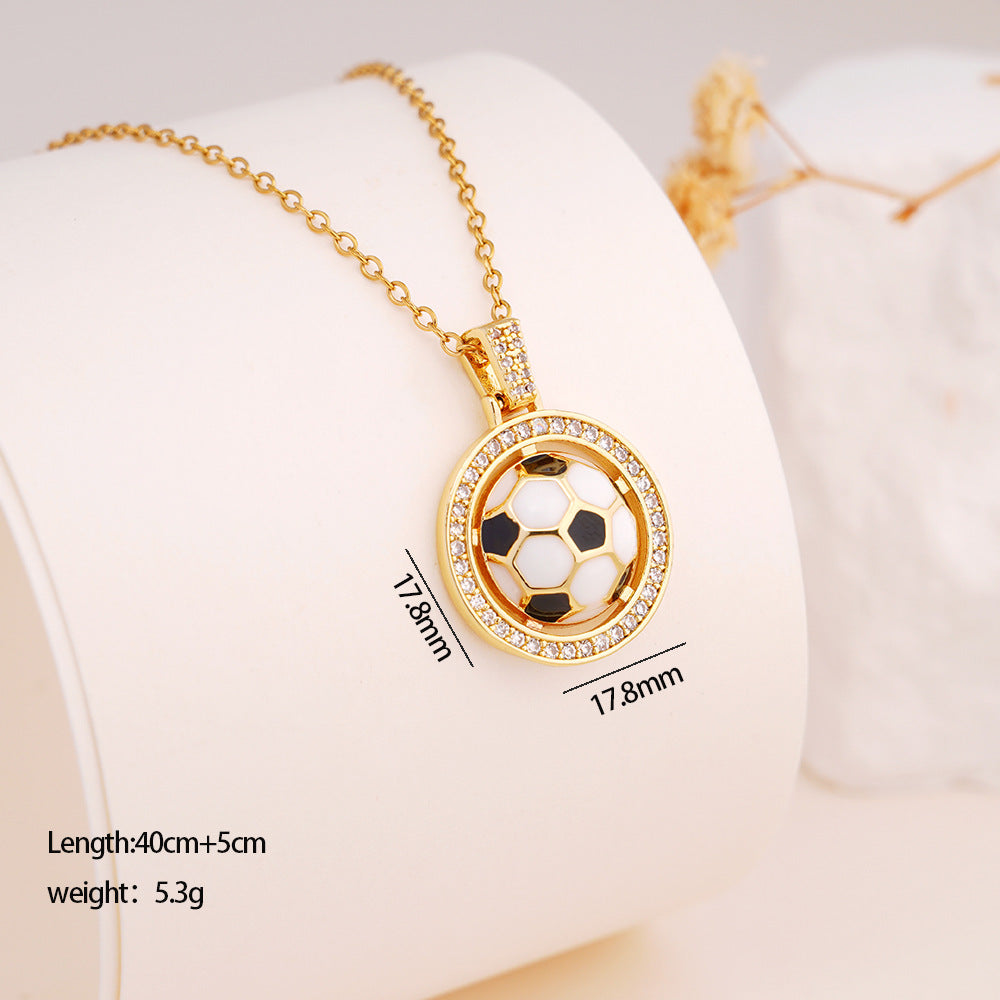 Premium Stainless Steel Soccer Pendant Necklace - Waterproof & Tarnish-Free Jewelry for Fans