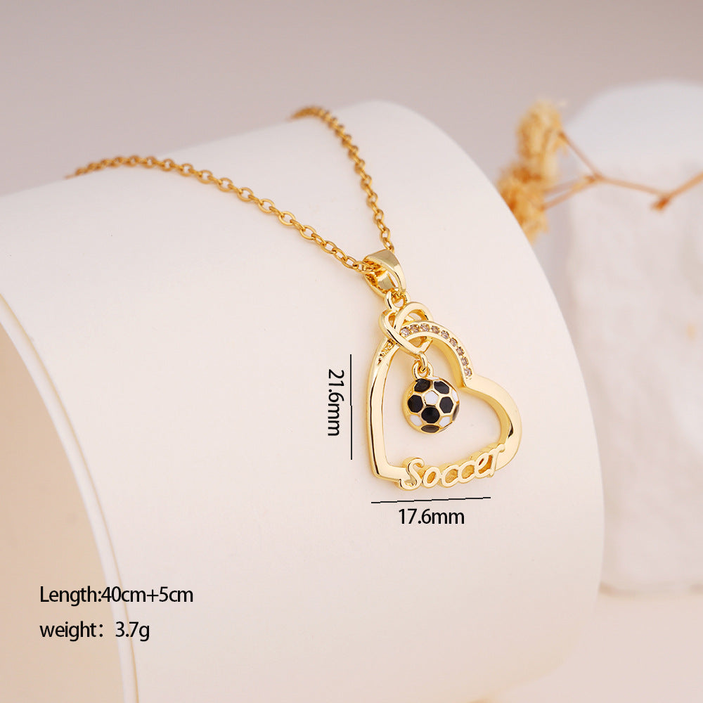 Premium Stainless Steel Soccer Pendant Necklace - Waterproof & Tarnish-Free Jewelry for Fans