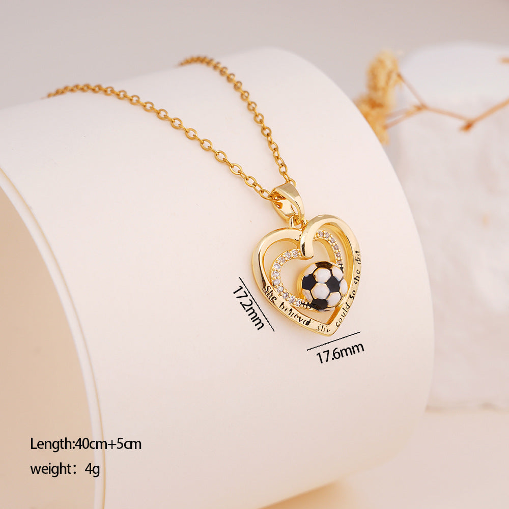 Premium Stainless Steel Soccer Pendant Necklace - Waterproof & Tarnish-Free Jewelry for Fans