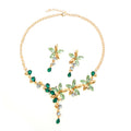 Niche Fashion Necklace and Earring Set for Women Featuring Personalized Floral Designs and Diamond Inlay High-Quality Jewelry
