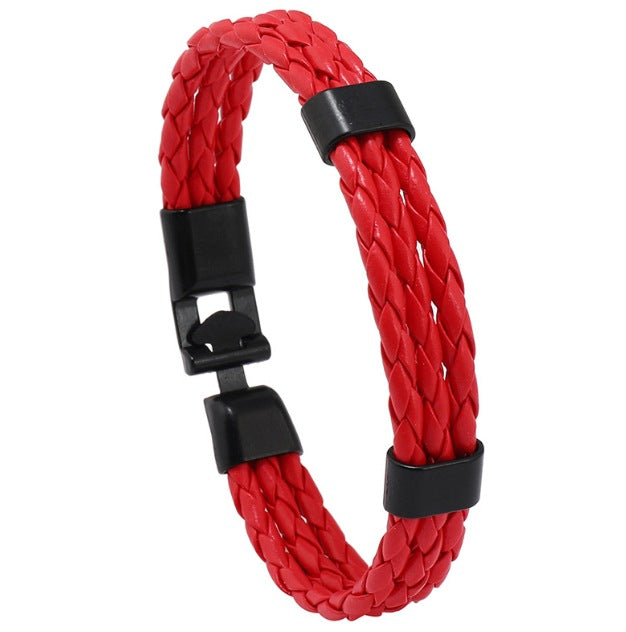 Vintage Style Team Spirit Leather Wristwear Durable Hand-Woven Flag Colors Strap