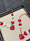 Christmas Red, White And Green Heart Necklace