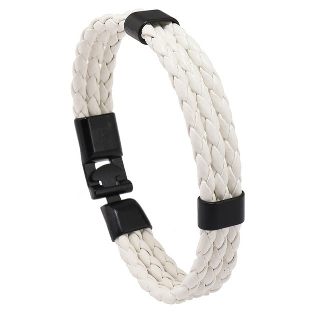 Vintage Style Team Spirit Leather Wristwear Durable Hand-Woven Flag Colors Strap