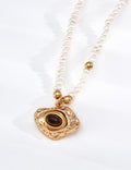 S925 Sterling Silver Natural Pearl Tiger Eye Necklace