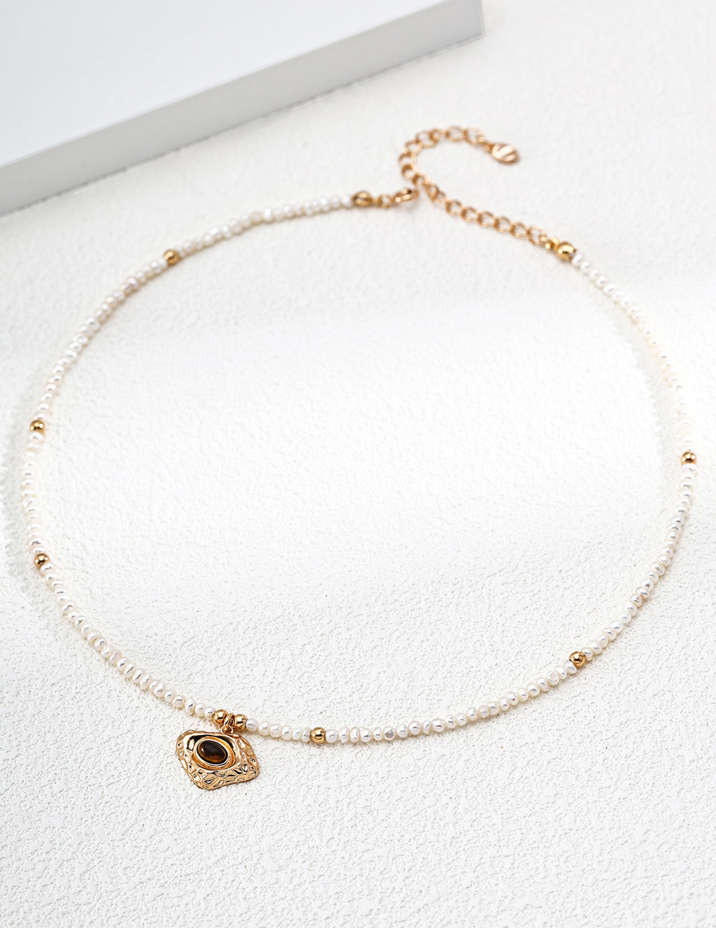 S925 Sterling Silver Natural Pearl Tiger Eye Necklace