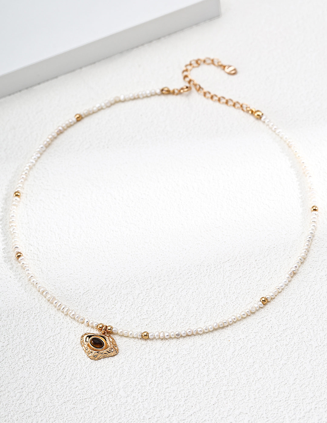 S925 Sterling Silver Natural Pearl Tiger Eye Necklace