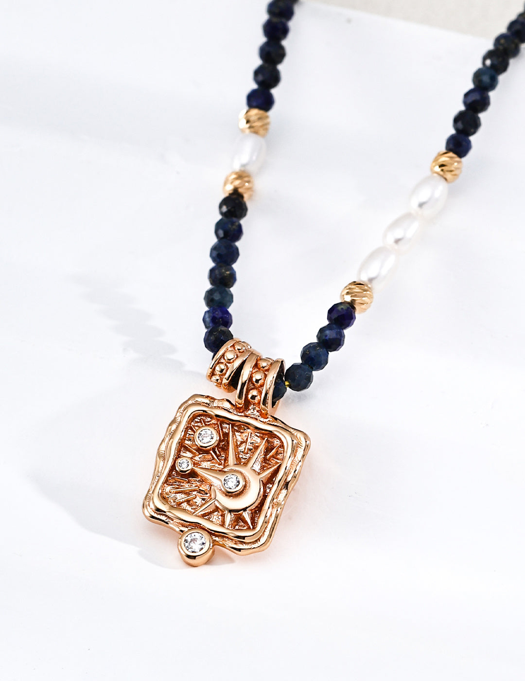 Pearl and zircon necklace [Star Wish]