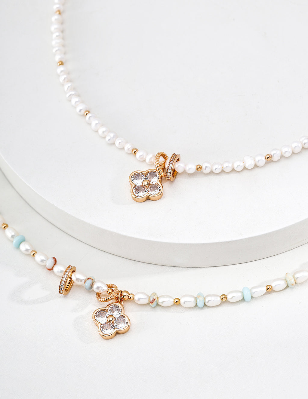 【Four Blessings Gathering Treasures】Natural Pearl and Zircon Necklace