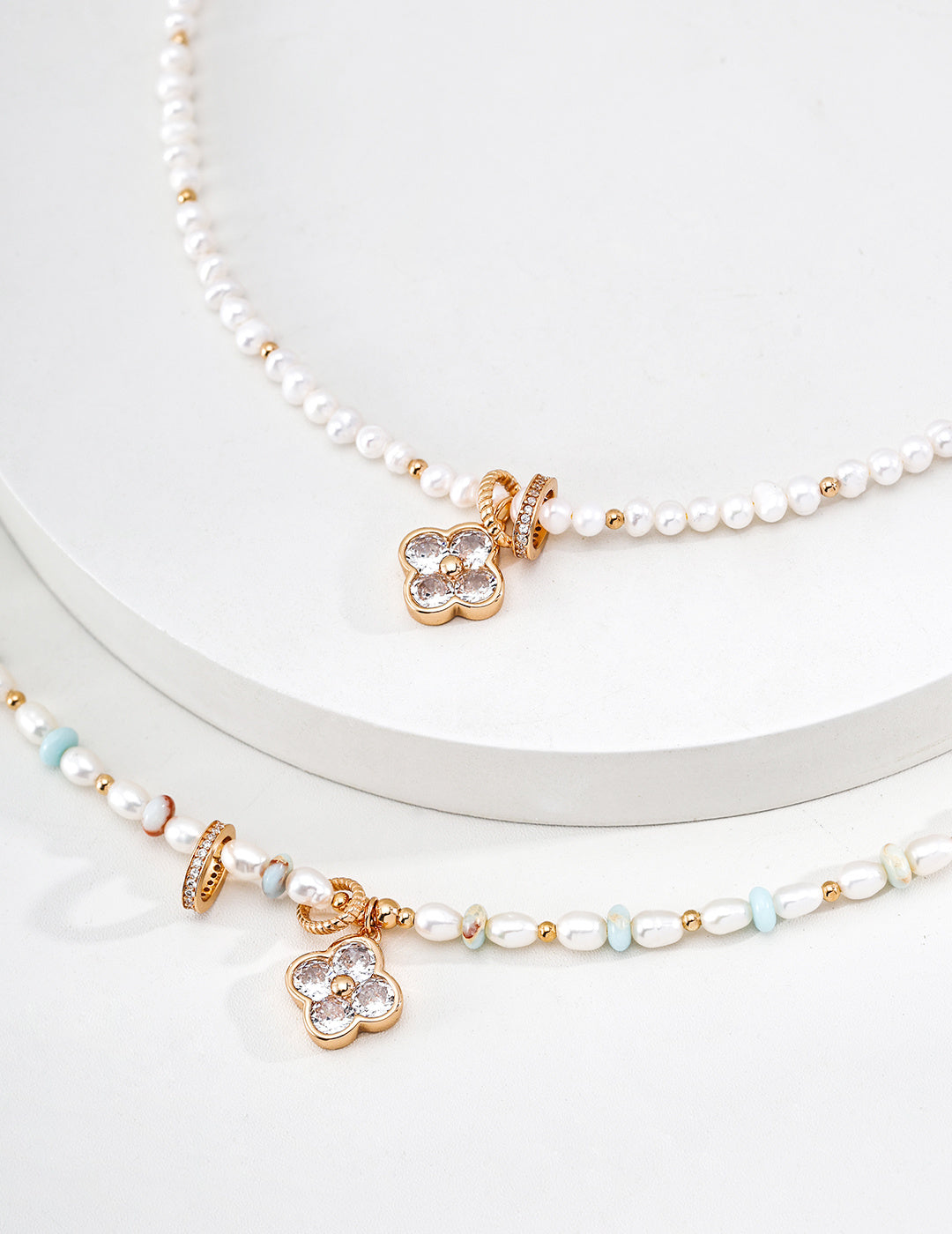 【Four Blessings Gathering Treasures】Natural Pearl and Zircon Necklace