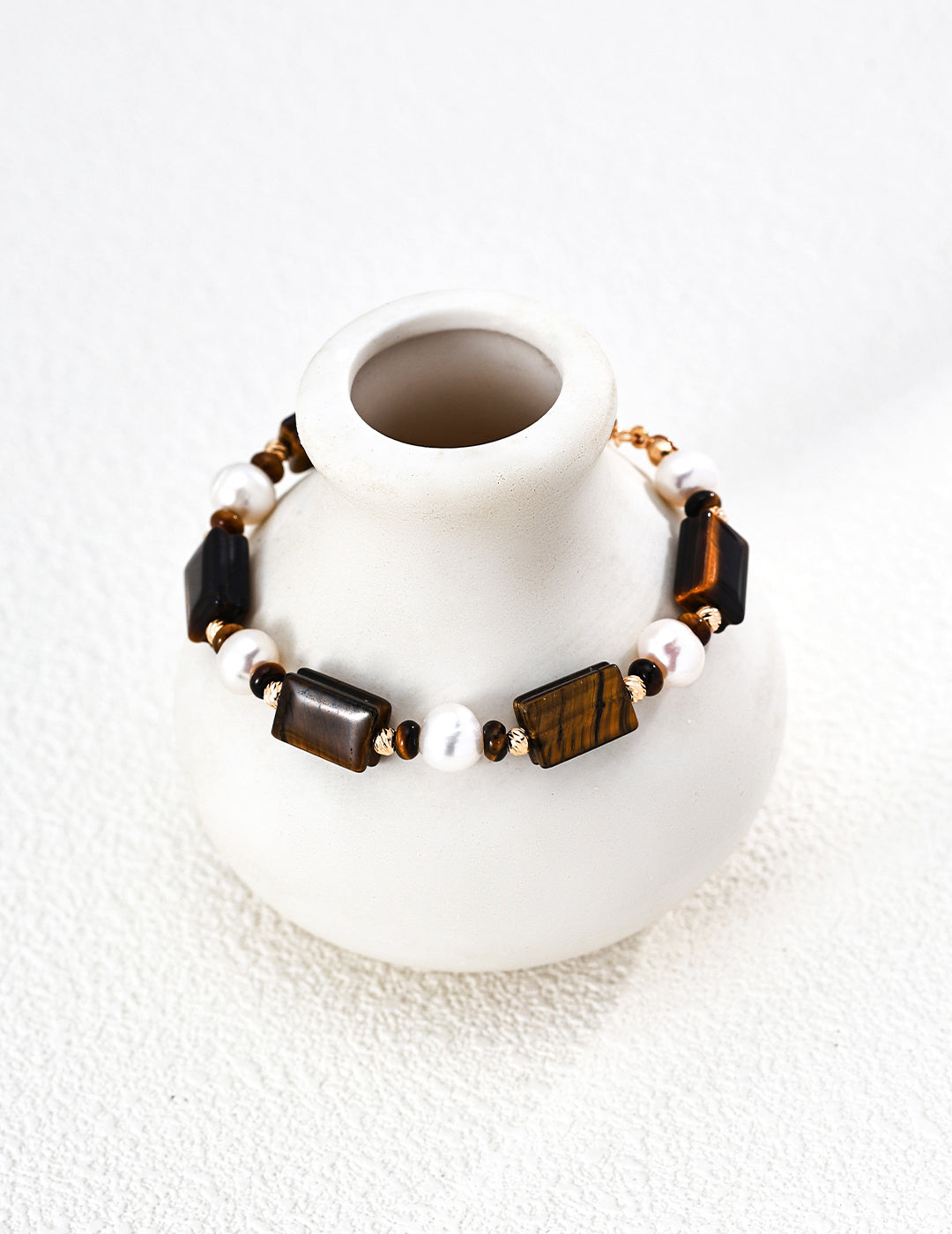 Caramel Old Money Gem Pearl Bracelet