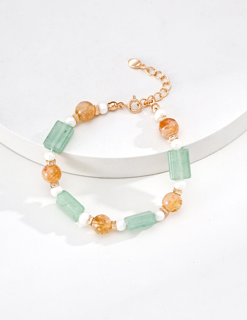S925 Sterling Silver Vintage Gold Grape Jasmine Gemstone Pearl Bracelet