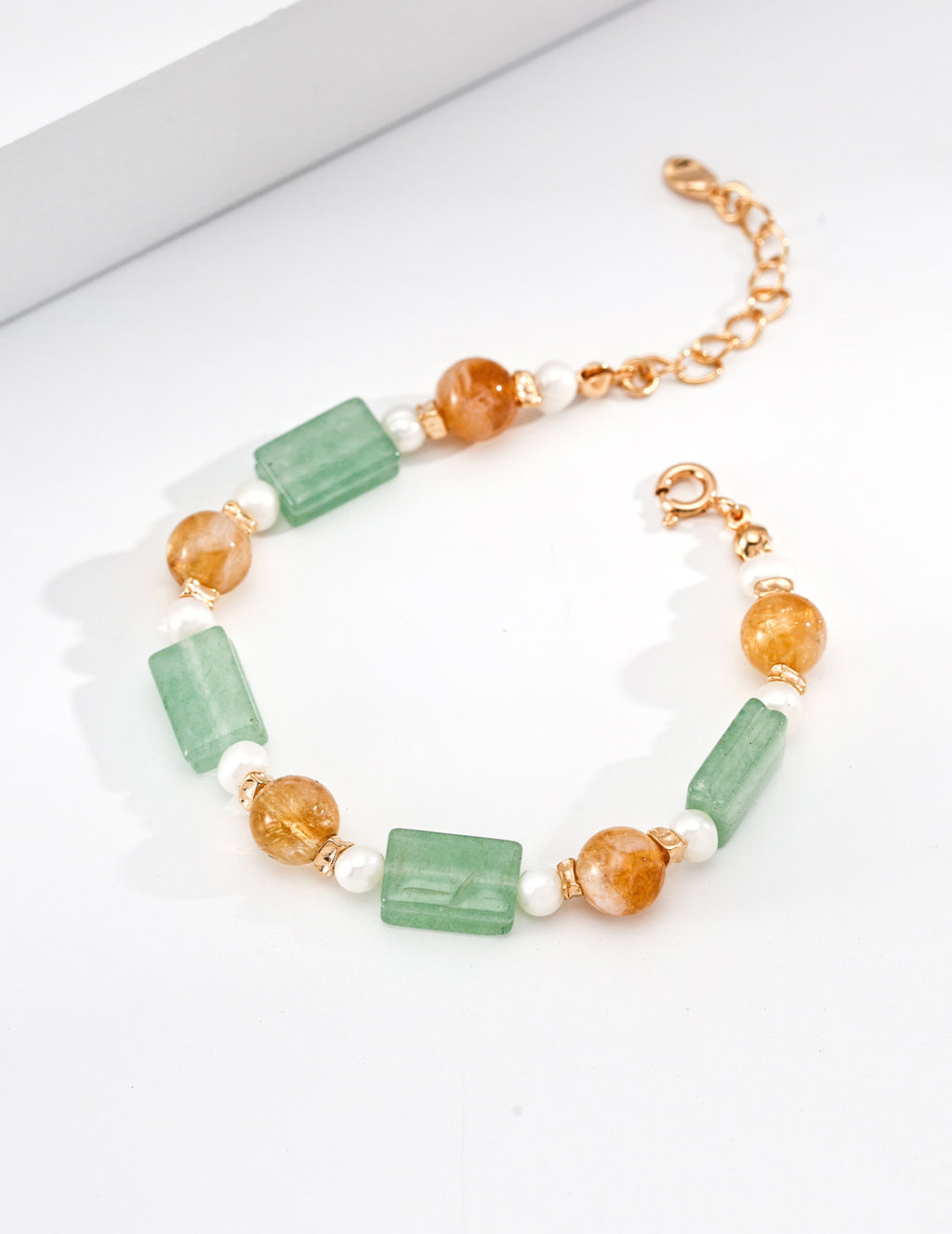 S925 Sterling Silver Vintage Gold Grape Jasmine Gemstone Pearl Bracelet