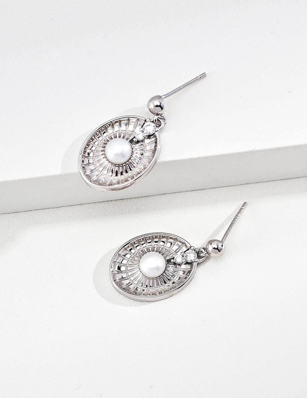 Lucky Compass Earrings Pearl Earrings Zircon Earrings
