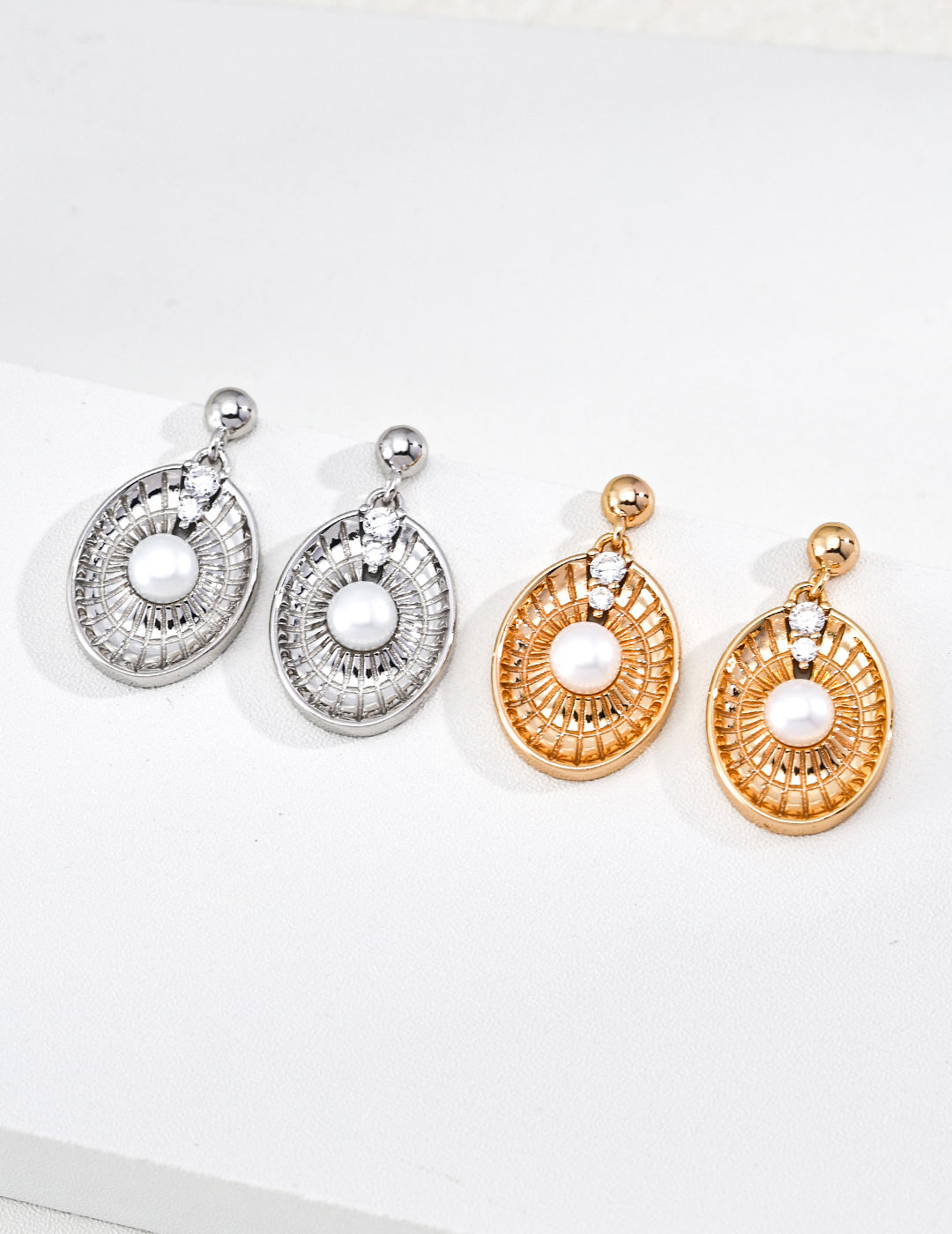 Lucky Compass Earrings Pearl Earrings Zircon Earrings