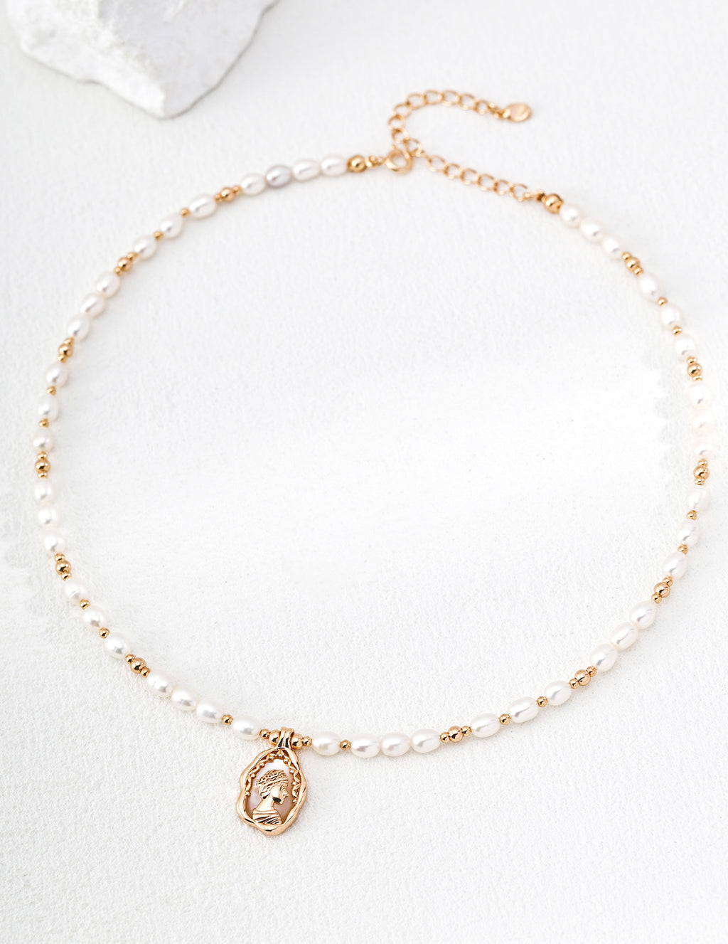 S925 Sterling Silver Simple Natural Pearl Pendant Necklace