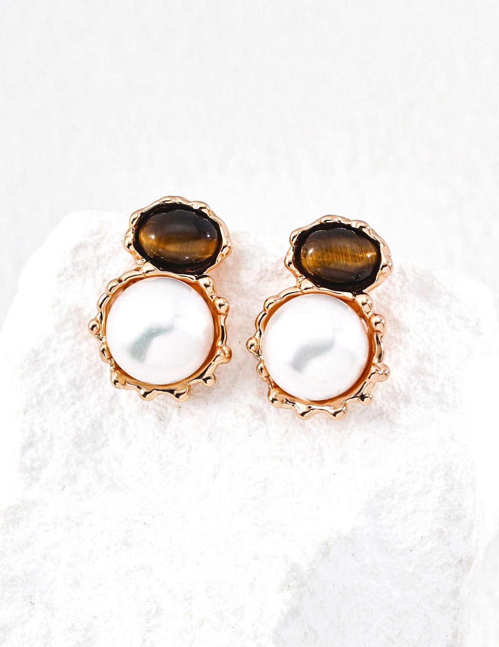 Hand-carved Tiger's Eye/Agate Earrings