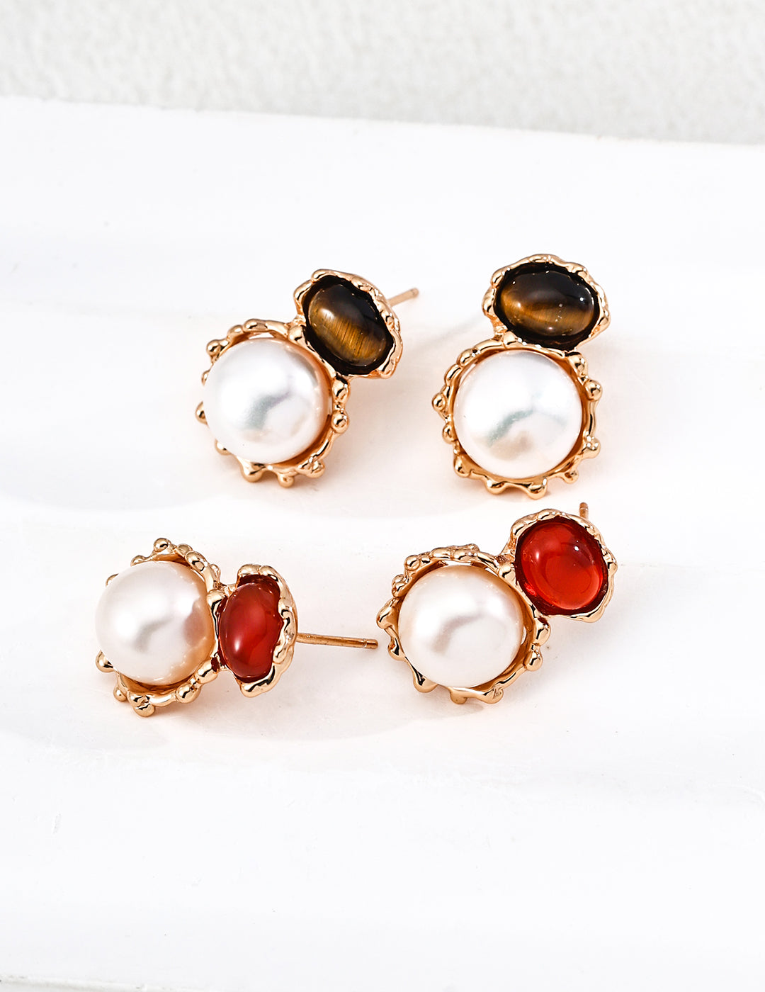 Hand-carved Tiger's Eye/Agate Earrings