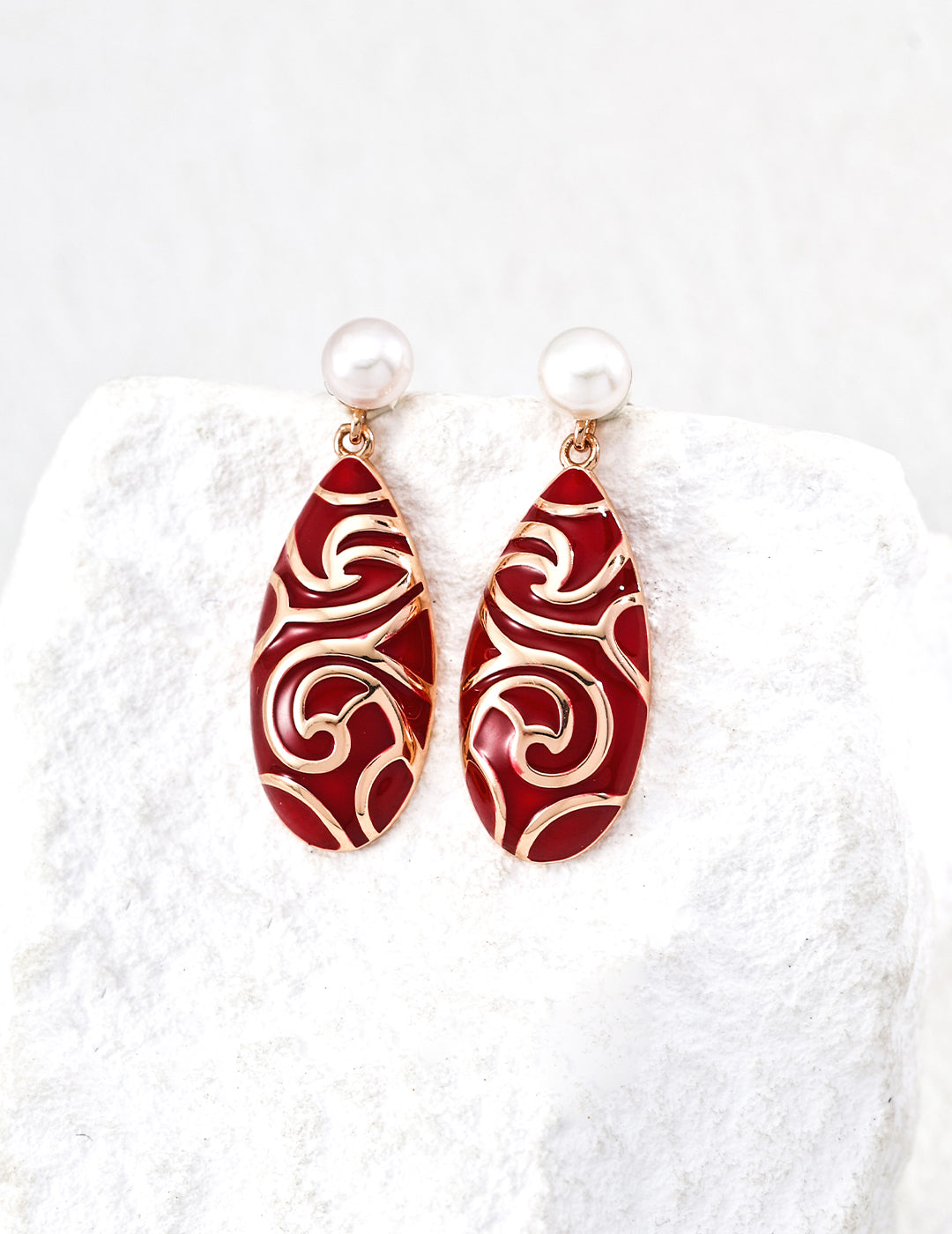 Retro Red Drop Glaze Series Earrings