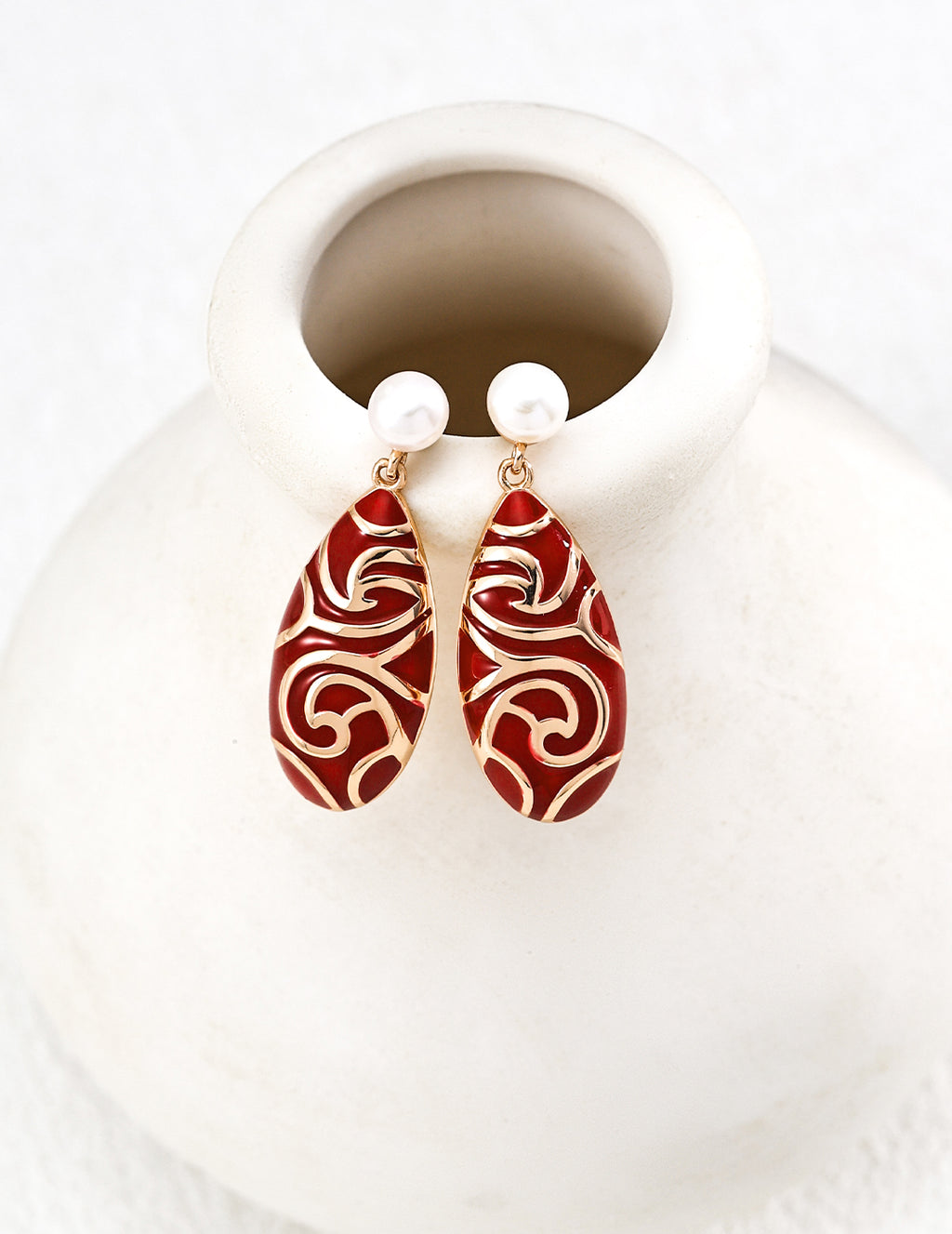 Retro Red Drop Glaze Series Earrings