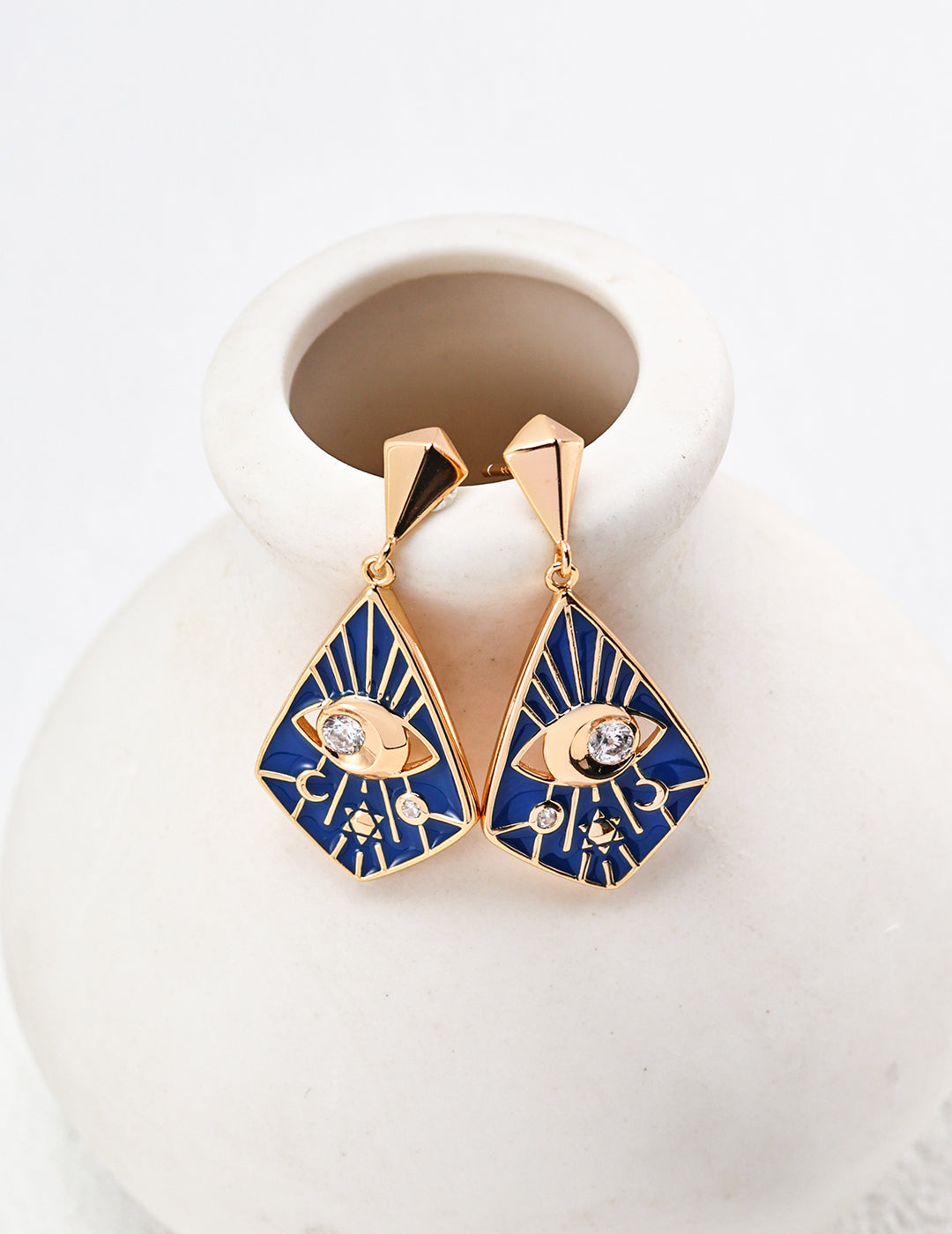 S925 Sterling Silver Vintage Blue Droplet Zircon Earrings