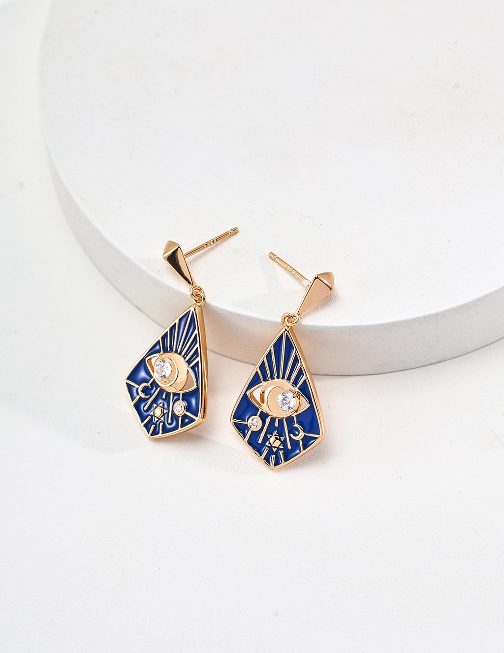 S925 Sterling Silver Vintage Blue Droplet Zircon Earrings