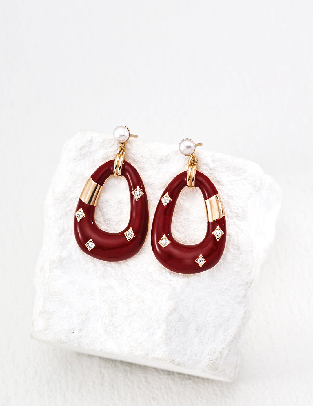 925 Sterling Silver Red Zircon Earrings