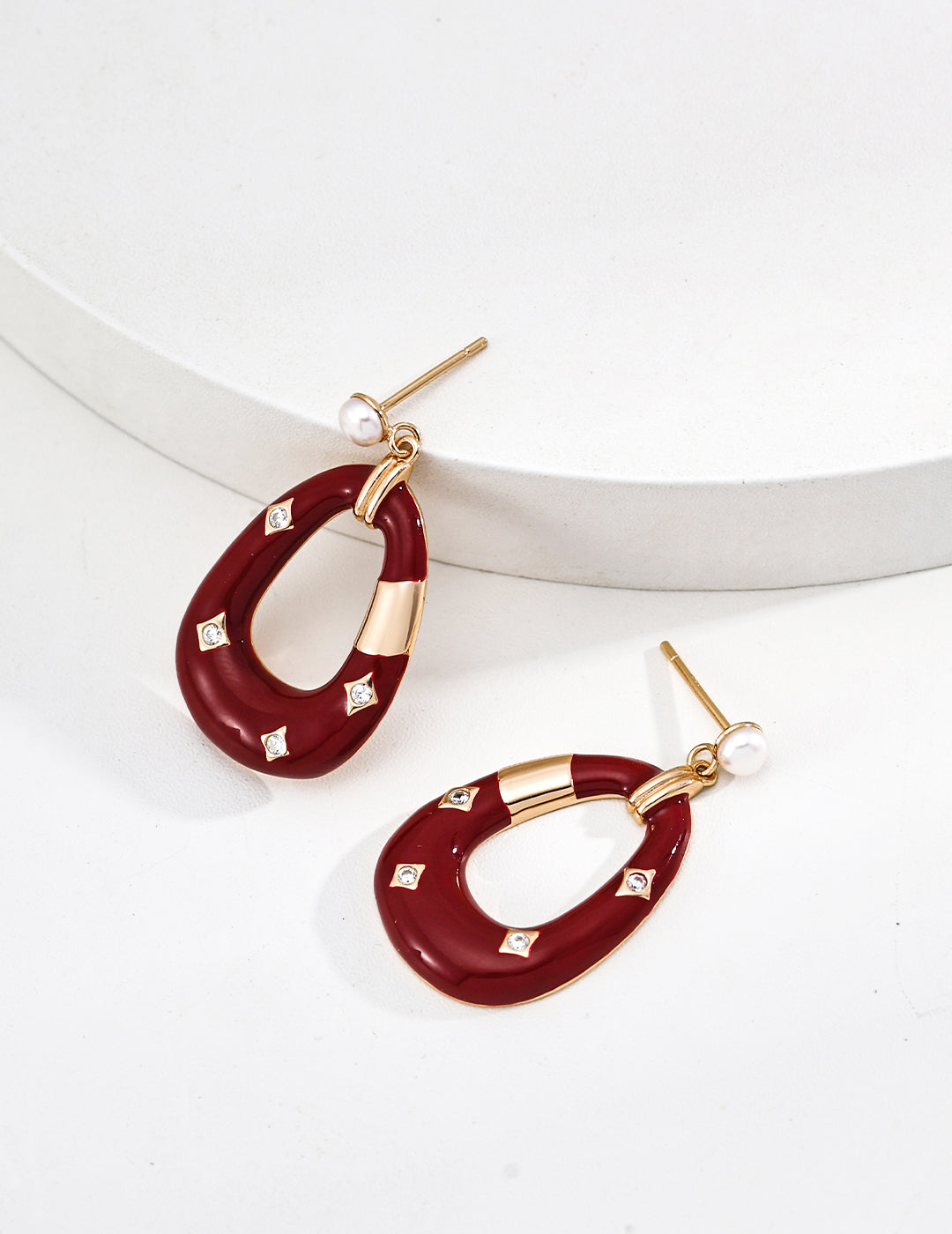 925 Sterling Silver Red Zircon Earrings