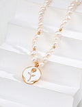 S925 Sterling Silver Simple Natural Pearl Drop Rose Pendant Necklace