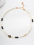 Sterling silver pearl enamel necklace