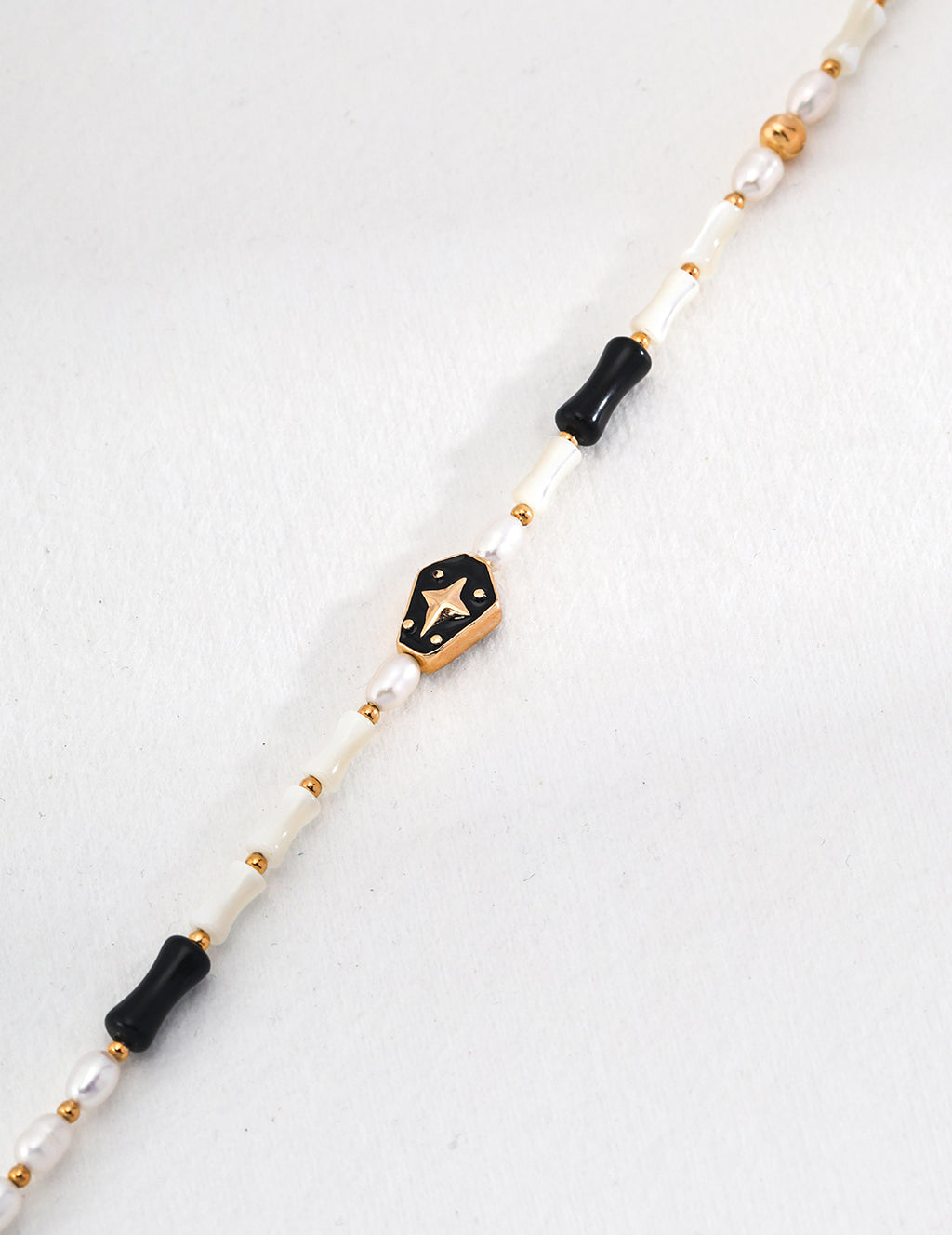 Sterling silver pearl enamel necklace
