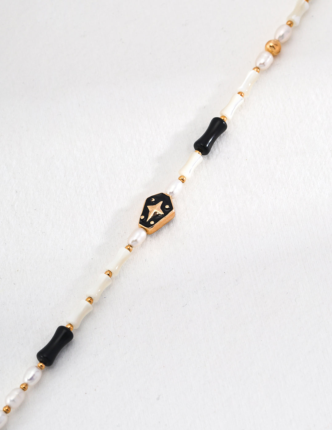 Sterling silver pearl enamel necklace