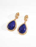 Vintage Gold Moon Blue Earrings