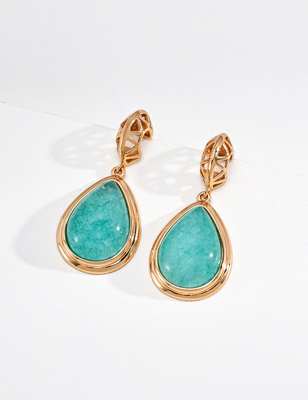 Vintage Gold Moon Blue Earrings