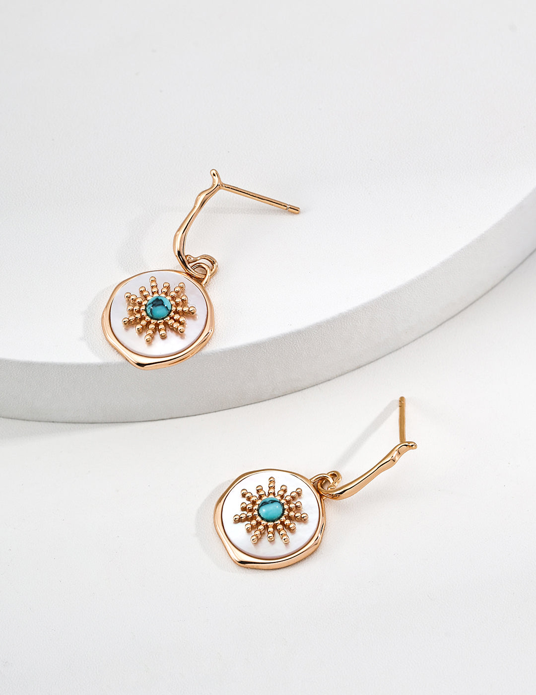 Stylish S925 Sterling Silver Earrings with White Turquoise Design