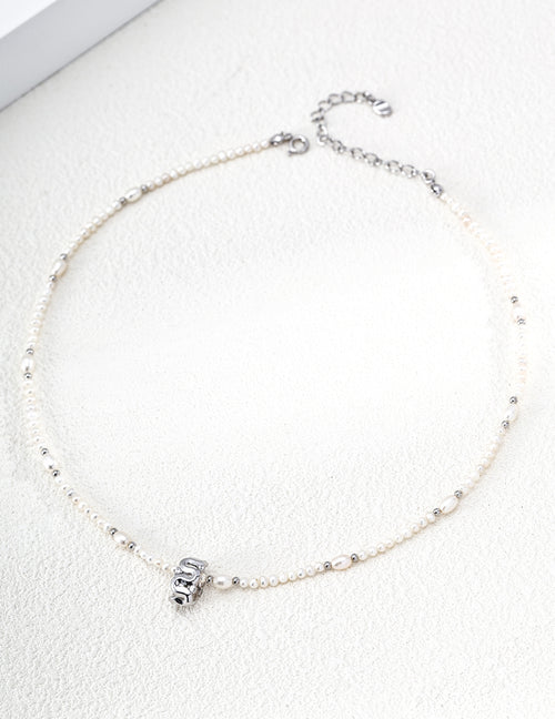 Natural pearl zircon necklace
