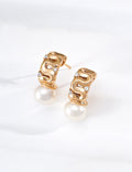 Pearl and zircon earrings