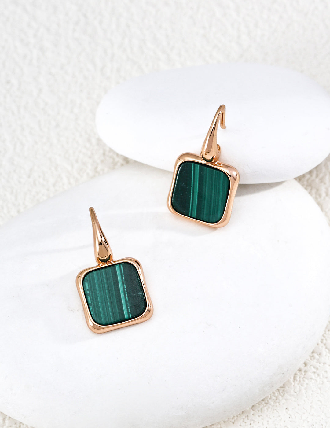 Minimalist design malachite earrings