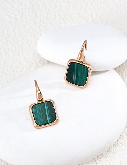 Minimalist design malachite earrings