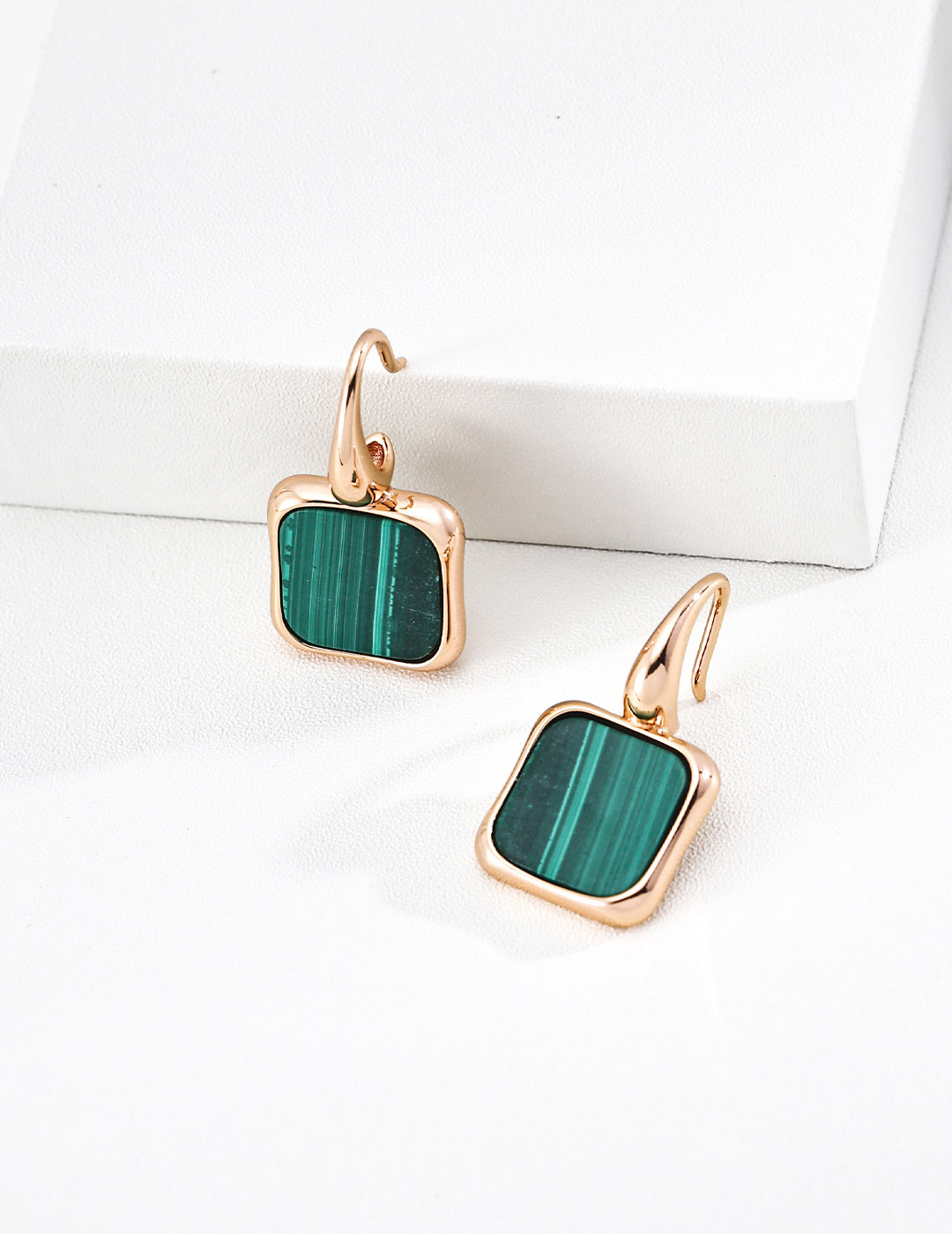 Minimalist design malachite earrings
