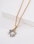 S925 sterling silver vintage-inspired interlocking star-shaped zircon necklace