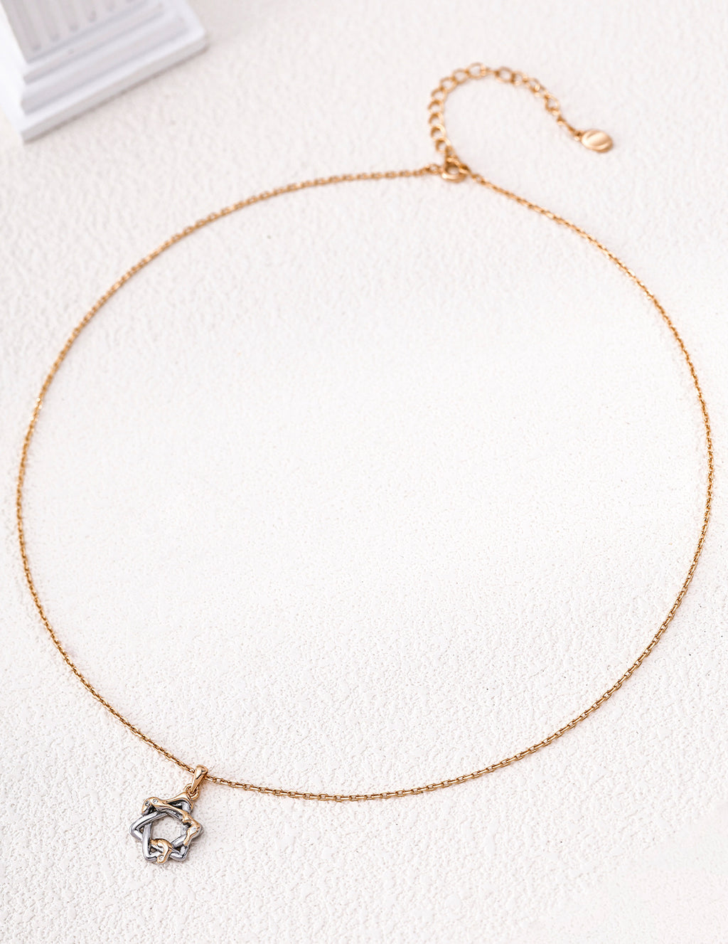S925 sterling silver vintage-inspired interlocking star-shaped zircon necklace
