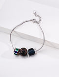 S925 Sterling Silver White Gold Nepalese Handmade Glass Bracelet